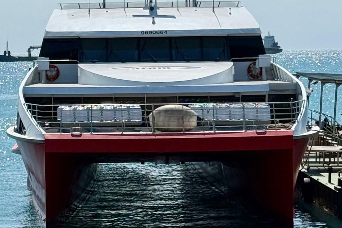 Fast passenger catamaran on the Zanzibar ferry route